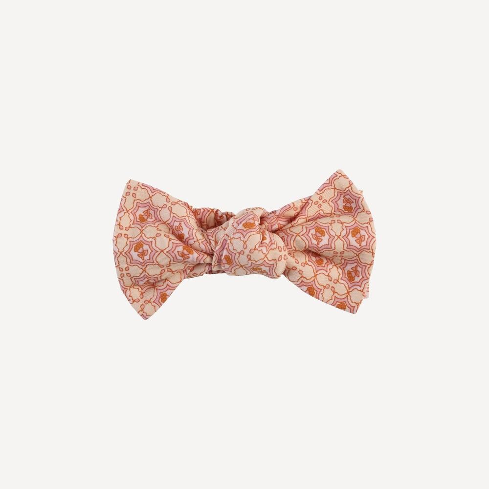 NWT Kate Quinn Large Bow Elastic Bow Headband Berry Tile Pink Organic Cotton S